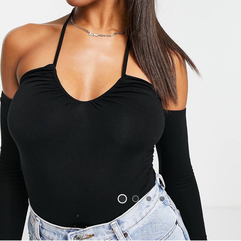 Long Sleeve Ruched Halter Neck Bodysuit